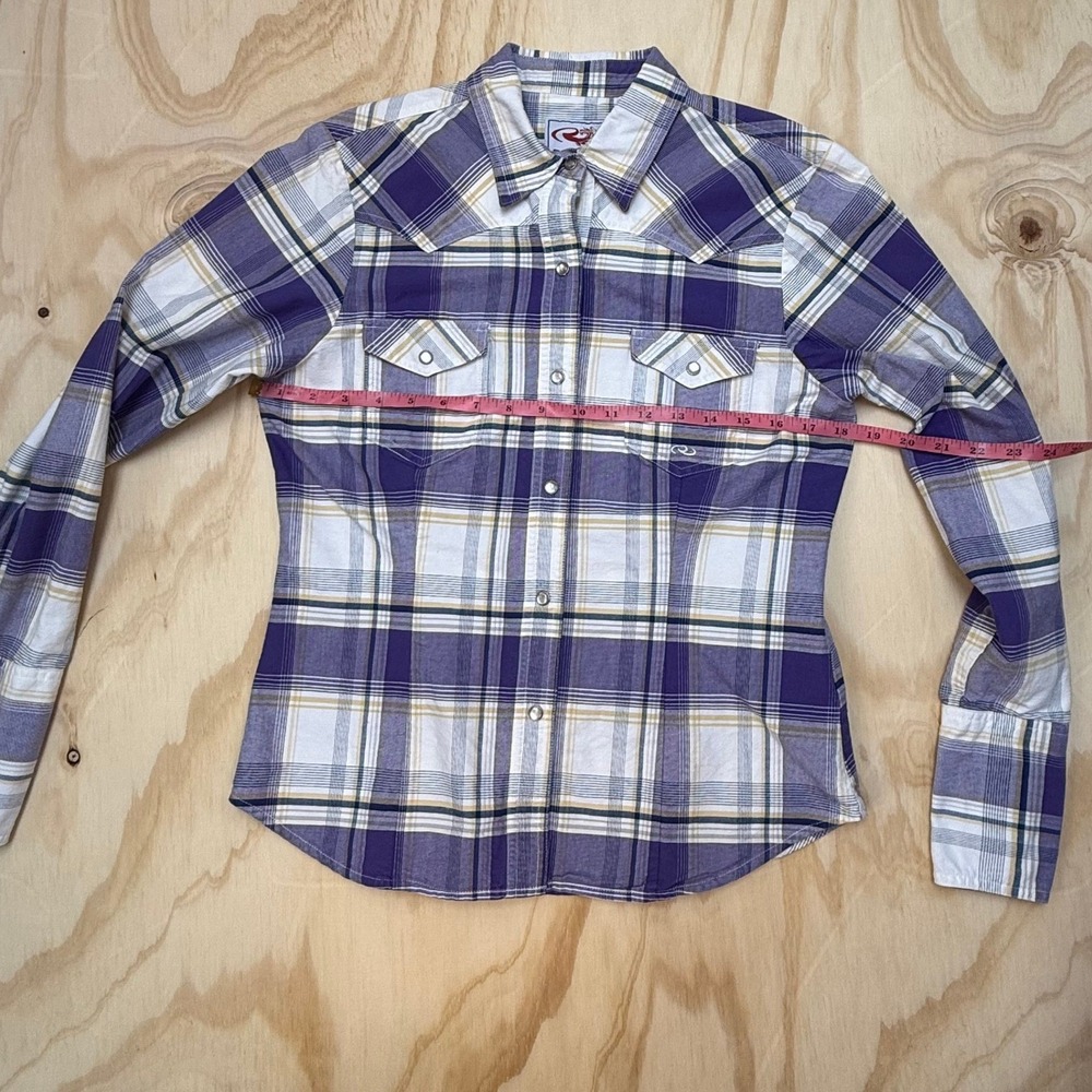 Roper Womens Purple Plaid Pearl Snap Western Shirt Long Sleeve M